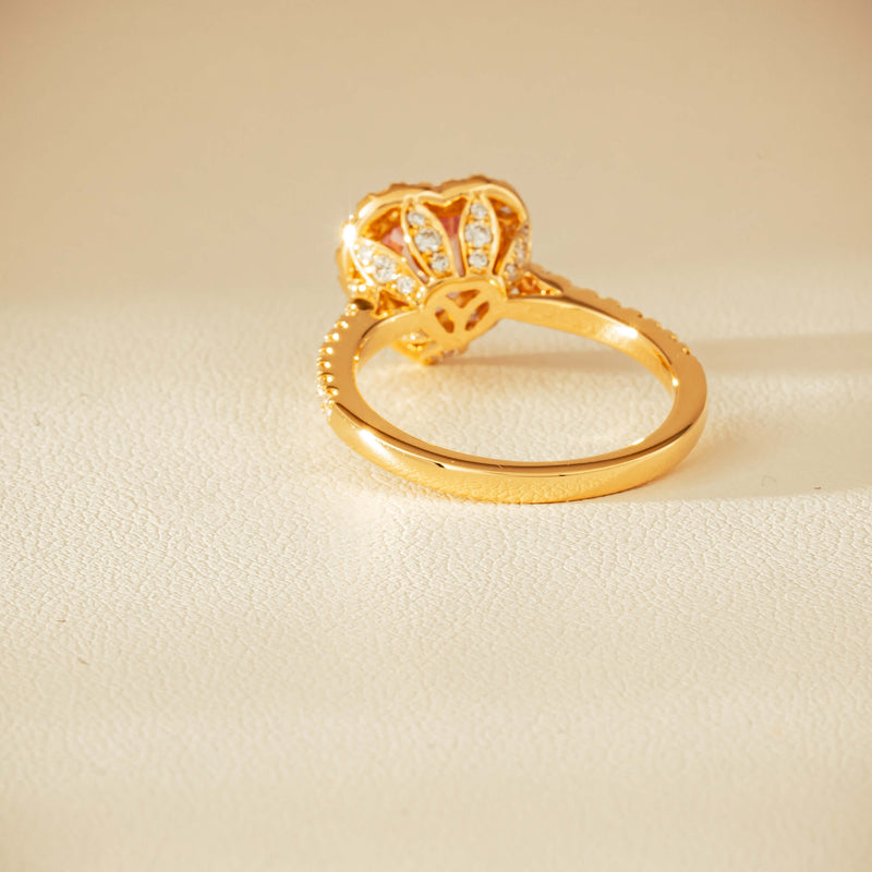 18ct Yellow Gold 2.01ct Pink Heart Sapphire & Diamond Sierra Ring - Ring - Walker & Hall