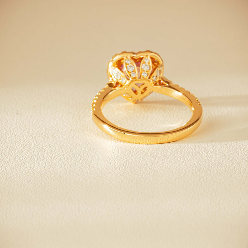 18ct Yellow Gold 2.01ct Pink Heart Sapphire & Diamond Sierra Ring - Ring - Walker & Hall
