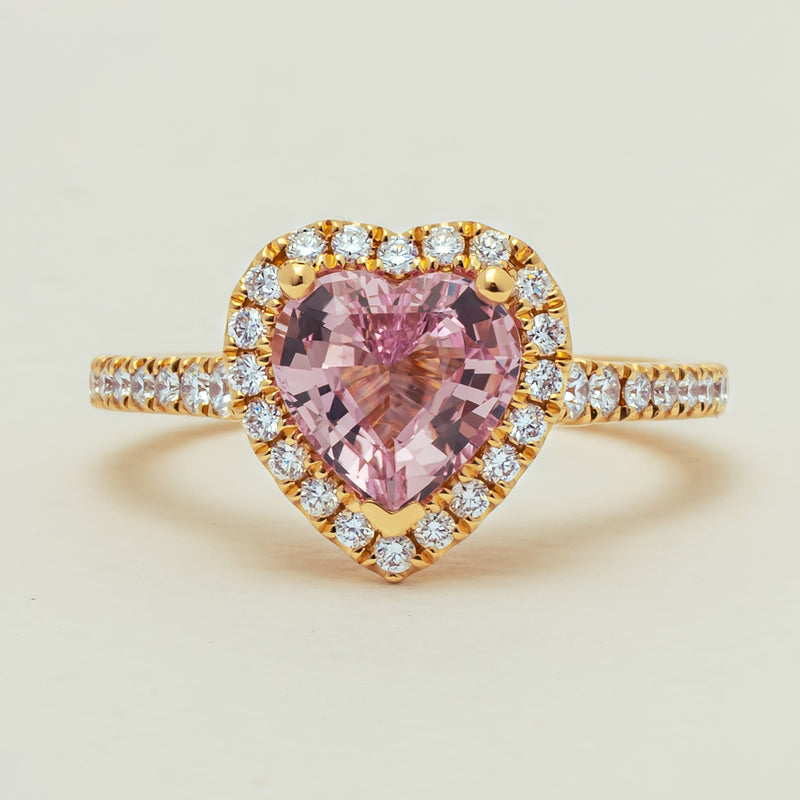 18ct Yellow Gold 2.01ct Pink Heart Sapphire & Diamond Sierra Ring - Ring - Walker & Hall