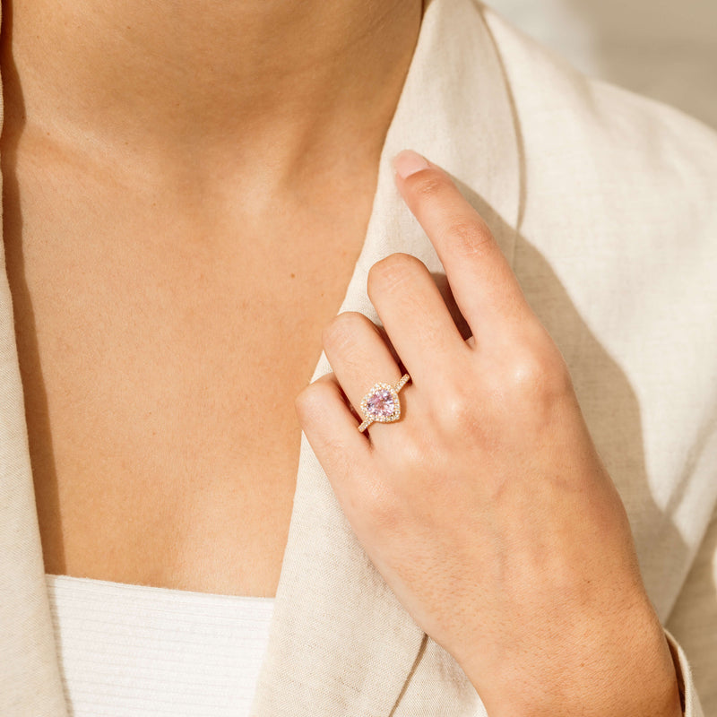 18ct Yellow Gold 2.01ct Pink Heart Sapphire & Diamond Sierra Ring - Ring - Walker & Hall