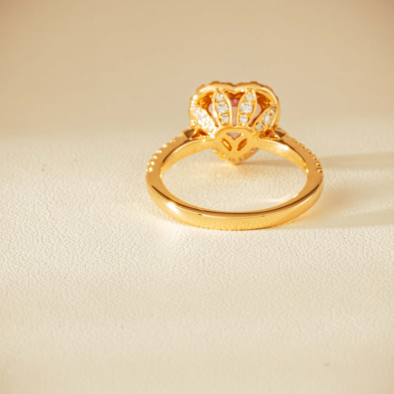 18ct Yellow Gold 2.01ct Pink Heart Sapphire & Diamond Sierra Ring - Ring - Walker & Hall