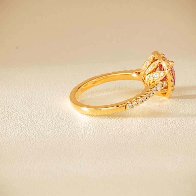 18ct Yellow Gold 2.01ct Pink Heart Sapphire & Diamond Sierra Ring - Ring - Walker & Hall