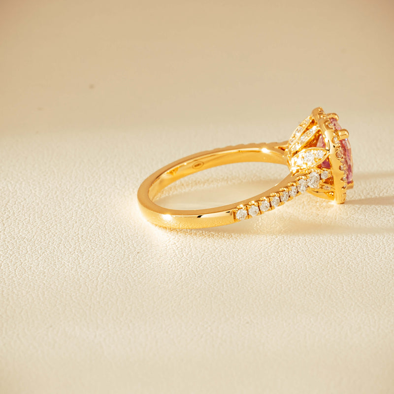 18ct Yellow Gold 2.01ct Pink Heart Sapphire & Diamond Sierra Ring - Ring - Walker & Hall