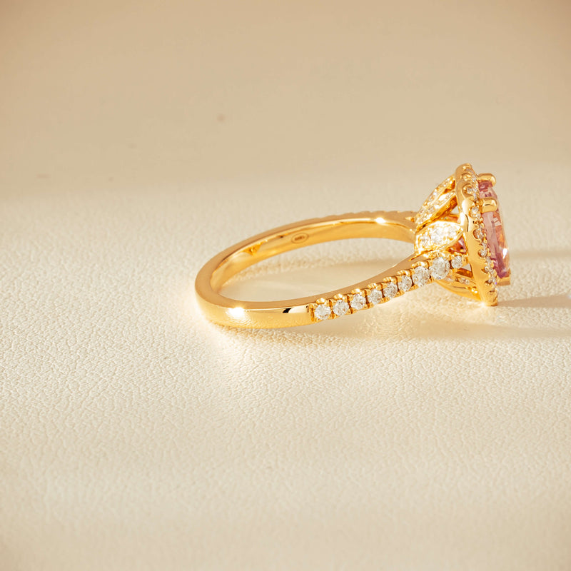18ct Yellow Gold 2.01ct Pink Heart Sapphire & Diamond Sierra Ring - Ring - Walker & Hall
