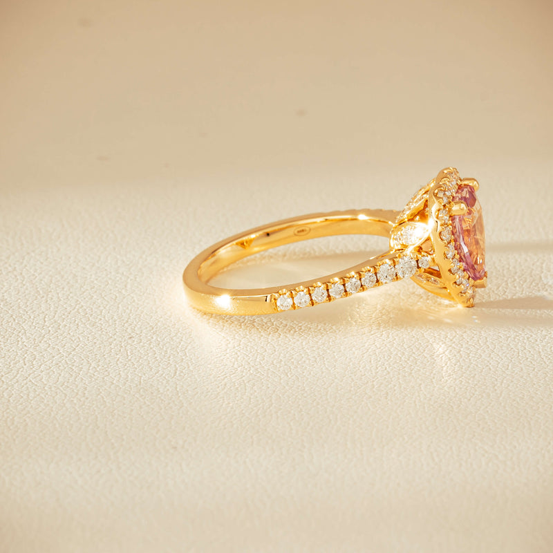 18ct Yellow Gold 2.01ct Pink Heart Sapphire & Diamond Sierra Ring - Ring - Walker & Hall