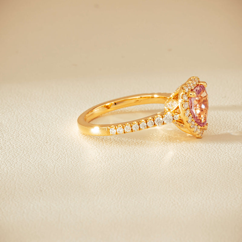 18ct Yellow Gold 2.01ct Pink Heart Sapphire & Diamond Sierra Ring - Ring - Walker & Hall