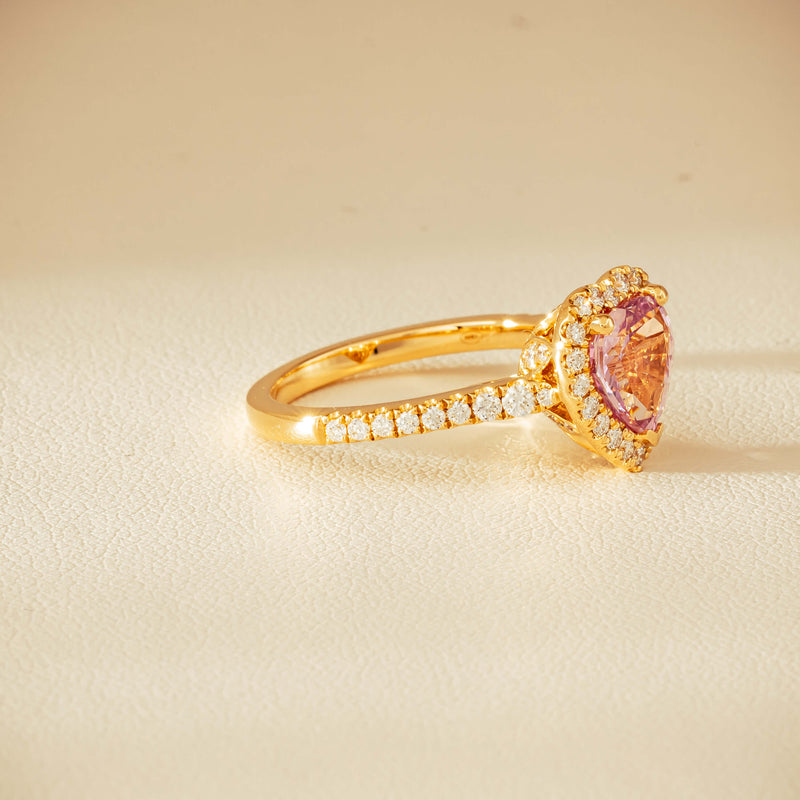 18ct Yellow Gold 2.01ct Pink Heart Sapphire & Diamond Sierra Ring - Ring - Walker & Hall