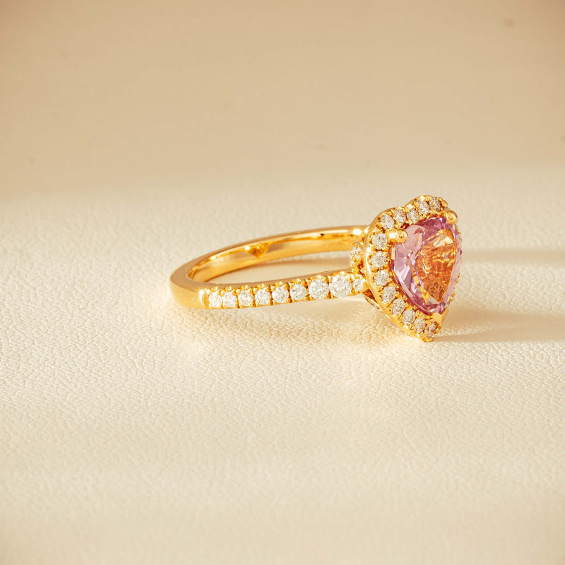 18ct Yellow Gold 2.01ct Pink Heart Sapphire & Diamond Sierra Ring - Ring - Walker & Hall