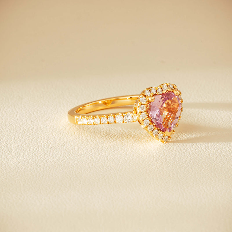 18ct Yellow Gold 2.01ct Pink Heart Sapphire & Diamond Sierra Ring - Ring - Walker & Hall