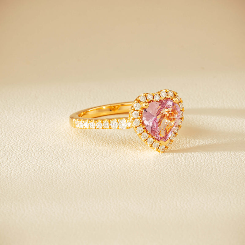 18ct Yellow Gold 2.01ct Pink Heart Sapphire & Diamond Sierra Ring - Ring - Walker & Hall