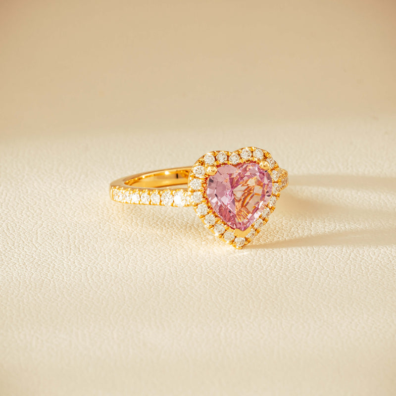 18ct Yellow Gold 2.01ct Pink Heart Sapphire & Diamond Sierra Ring - Ring - Walker & Hall