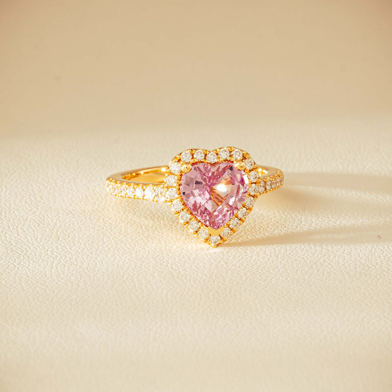 18ct Yellow Gold 2.01ct Pink Heart Sapphire & Diamond Sierra Ring - Ring - Walker & Hall