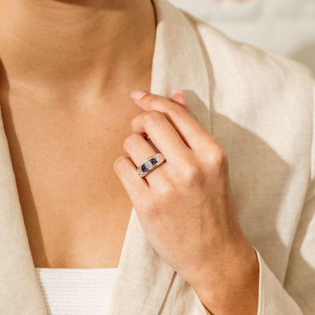 Platinum Sapphire & Diamond Eugenie Ring - Ring - Walker & Hall