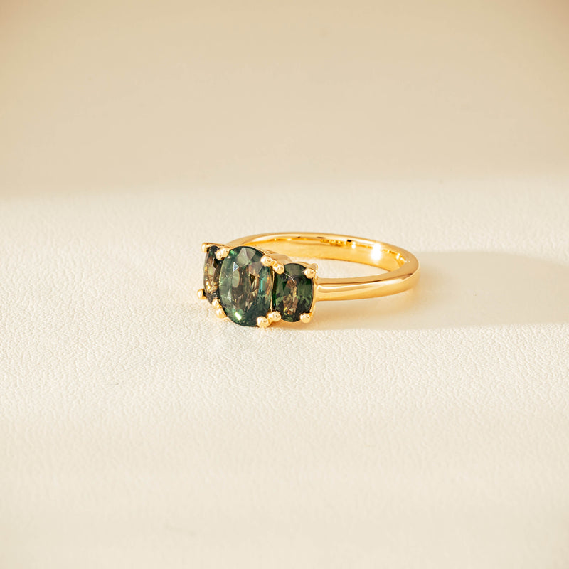 18ct Yellow Gold 2.92ct Green Sapphire Odyssey Ring - Ring - Walker & Hall