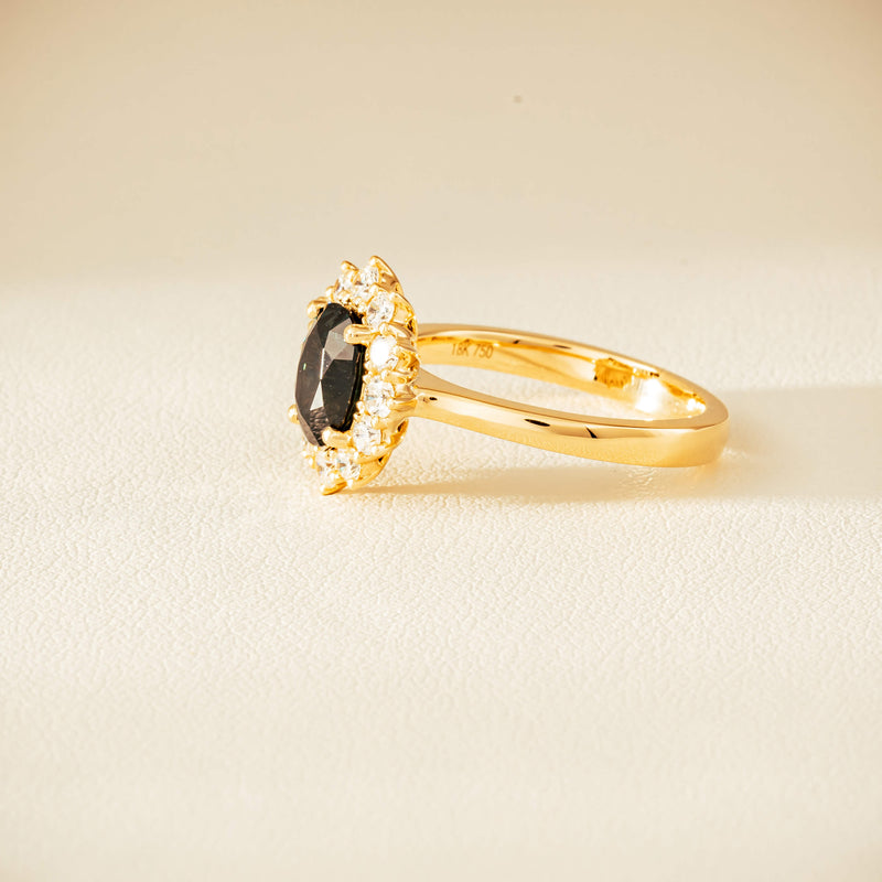 18ct Yellow Gold 1.76ct Green Sapphire & Diamond Belle Ring - Ring - Walker & Hall