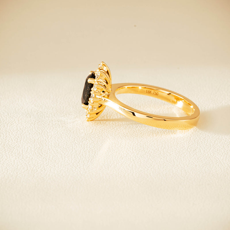 18ct Yellow Gold 1.76ct Green Sapphire & Diamond Belle Ring - Ring - Walker & Hall