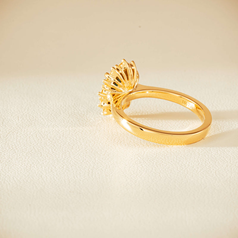 18ct Yellow Gold 1.76ct Green Sapphire & Diamond Belle Ring - Ring - Walker & Hall