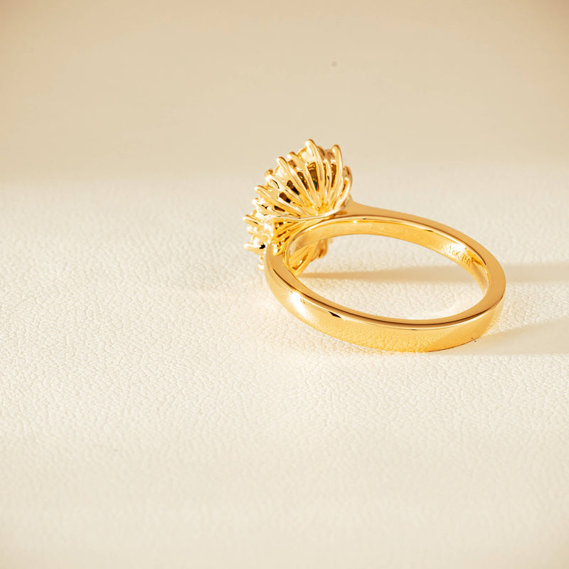 18ct Yellow Gold 1.76ct Green Sapphire & Diamond Belle Ring - Ring - Walker & Hall