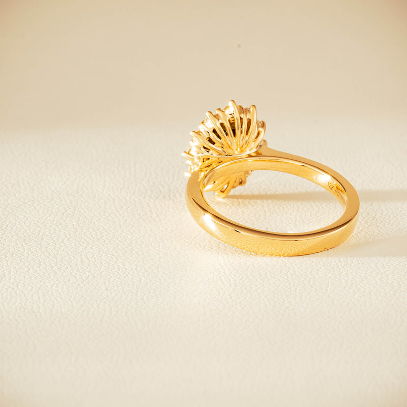 18ct Yellow Gold 1.76ct Green Sapphire & Diamond Belle Ring - Ring - Walker & Hall