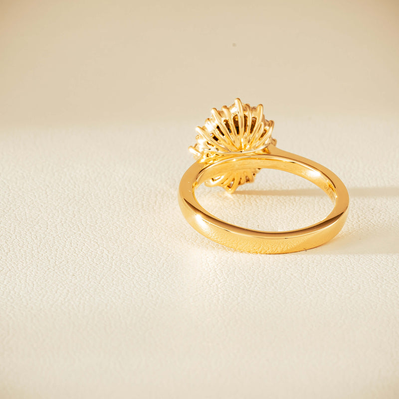 18ct Yellow Gold 1.76ct Green Sapphire & Diamond Belle Ring - Ring - Walker & Hall