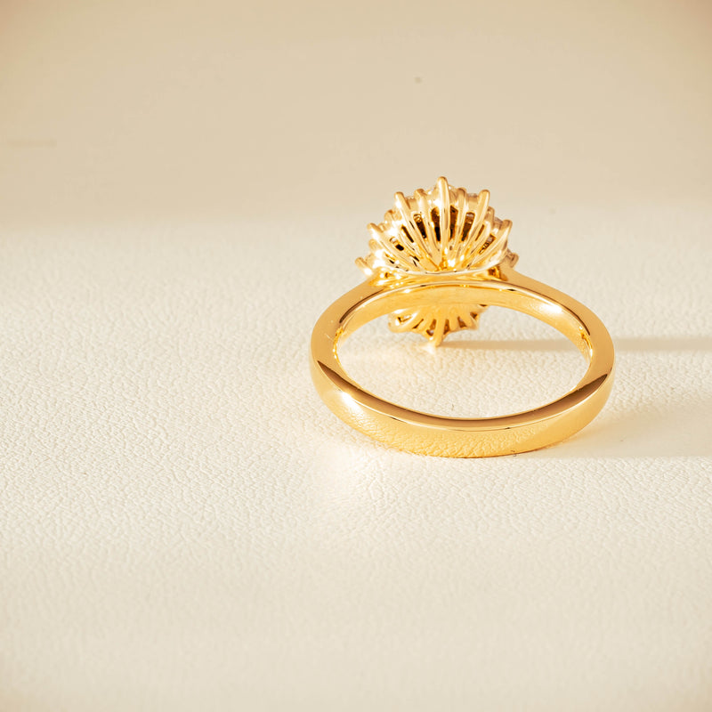 18ct Yellow Gold 1.76ct Green Sapphire & Diamond Belle Ring - Ring - Walker & Hall