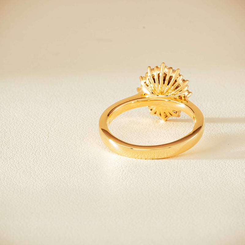 18ct Yellow Gold 1.76ct Green Sapphire & Diamond Belle Ring - Ring - Walker & Hall