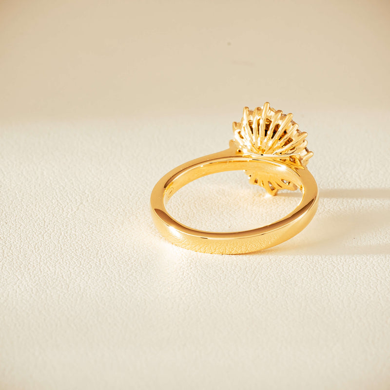 18ct Yellow Gold 1.76ct Green Sapphire & Diamond Belle Ring - Ring - Walker & Hall