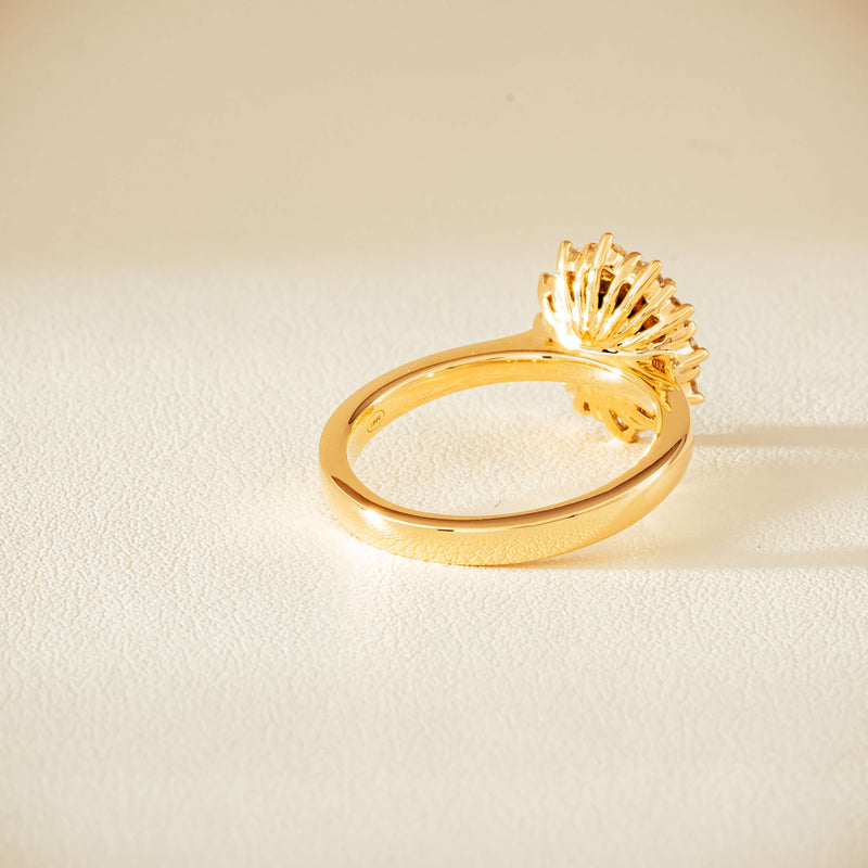 18ct Yellow Gold 1.76ct Green Sapphire & Diamond Belle Ring - Ring - Walker & Hall