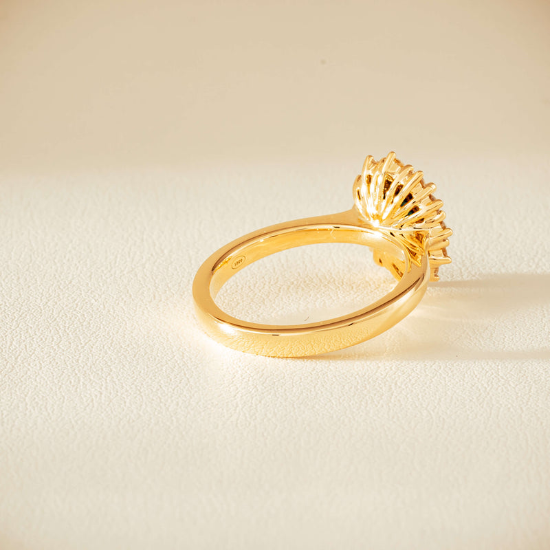 18ct Yellow Gold 1.76ct Green Sapphire & Diamond Belle Ring - Ring - Walker & Hall