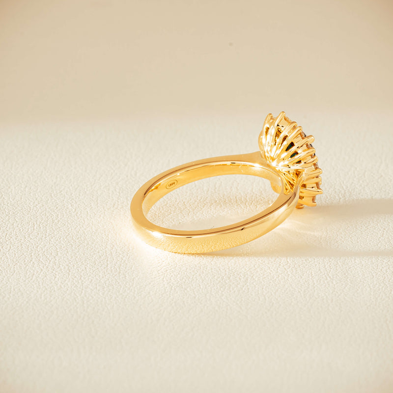 18ct Yellow Gold 1.76ct Green Sapphire & Diamond Belle Ring - Ring - Walker & Hall