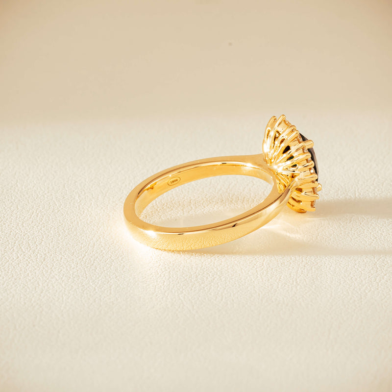 18ct Yellow Gold 1.76ct Green Sapphire & Diamond Belle Ring - Ring - Walker & Hall