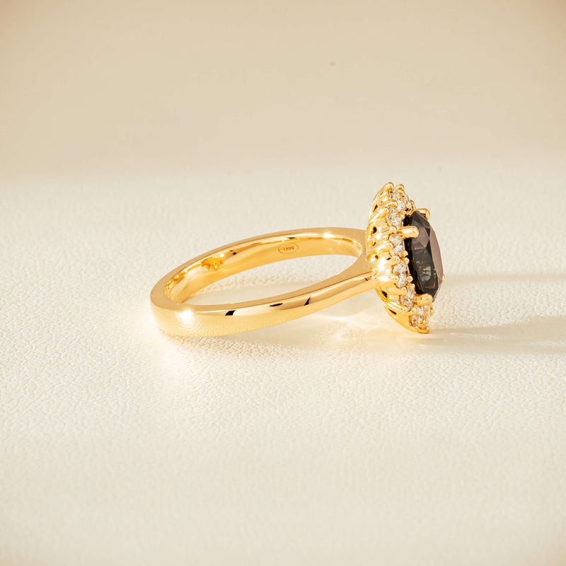 18ct Yellow Gold 1.76ct Green Sapphire & Diamond Belle Ring - Ring - Walker & Hall