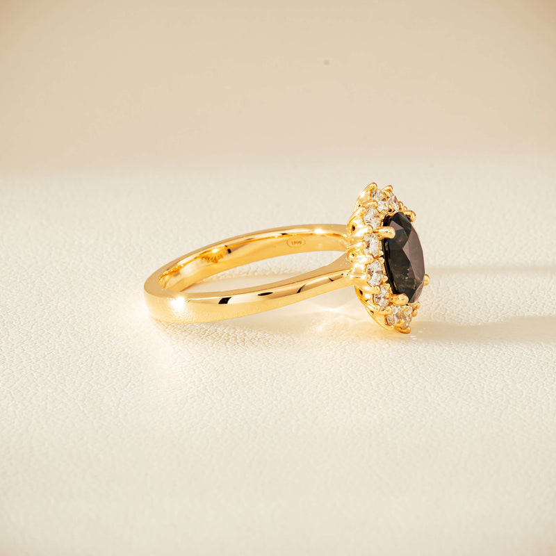 18ct Yellow Gold 1.76ct Green Sapphire & Diamond Belle Ring - Ring - Walker & Hall