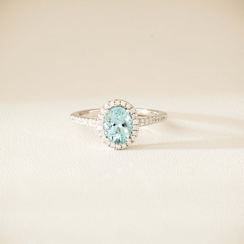 18ct White Gold 1.26ct Aquamarine & Diamond Sierra Ring - Ring - Walker & Hall