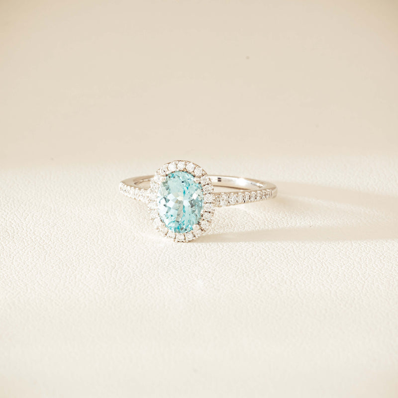 18ct White Gold 1.26ct Aquamarine & Diamond Sierra Ring - Ring - Walker & Hall