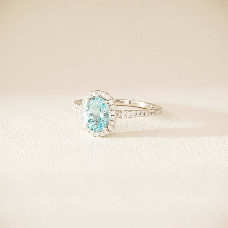 18ct White Gold 1.26ct Aquamarine & Diamond Sierra Ring - Ring - Walker & Hall