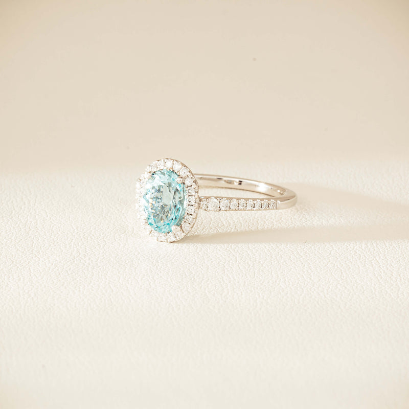 18ct White Gold 1.26ct Aquamarine & Diamond Sierra Ring - Ring - Walker & Hall