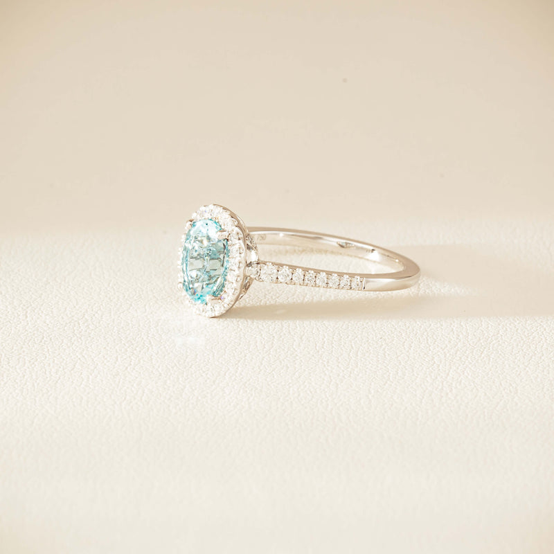 18ct White Gold 1.26ct Aquamarine & Diamond Sierra Ring - Ring - Walker & Hall