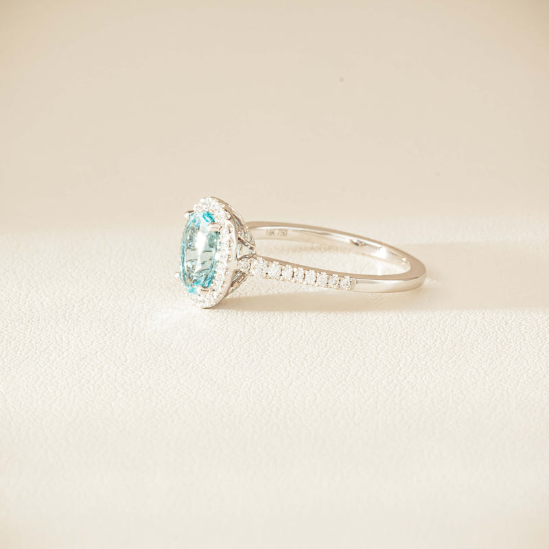 18ct White Gold 1.26ct Aquamarine & Diamond Sierra Ring - Ring - Walker & Hall