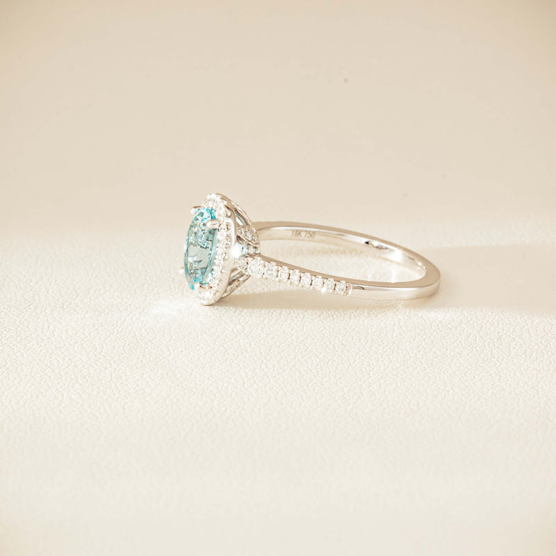 18ct White Gold 1.26ct Aquamarine & Diamond Sierra Ring - Ring - Walker & Hall