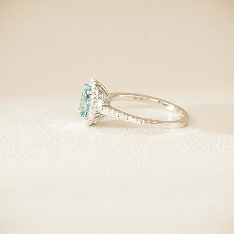 18ct White Gold 1.26ct Aquamarine & Diamond Sierra Ring - Ring - Walker & Hall