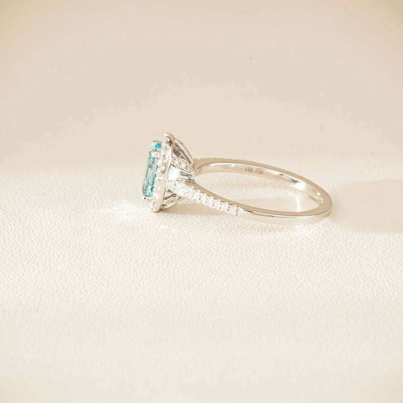 18ct White Gold 1.26ct Aquamarine & Diamond Sierra Ring - Ring - Walker & Hall