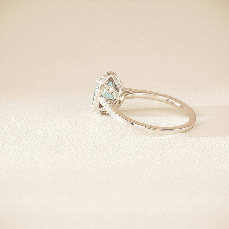 18ct White Gold 1.26ct Aquamarine & Diamond Sierra Ring - Ring - Walker & Hall