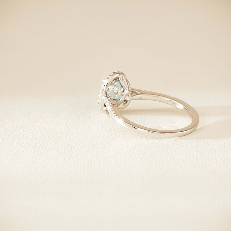 18ct White Gold 1.26ct Aquamarine & Diamond Sierra Ring - Ring - Walker & Hall