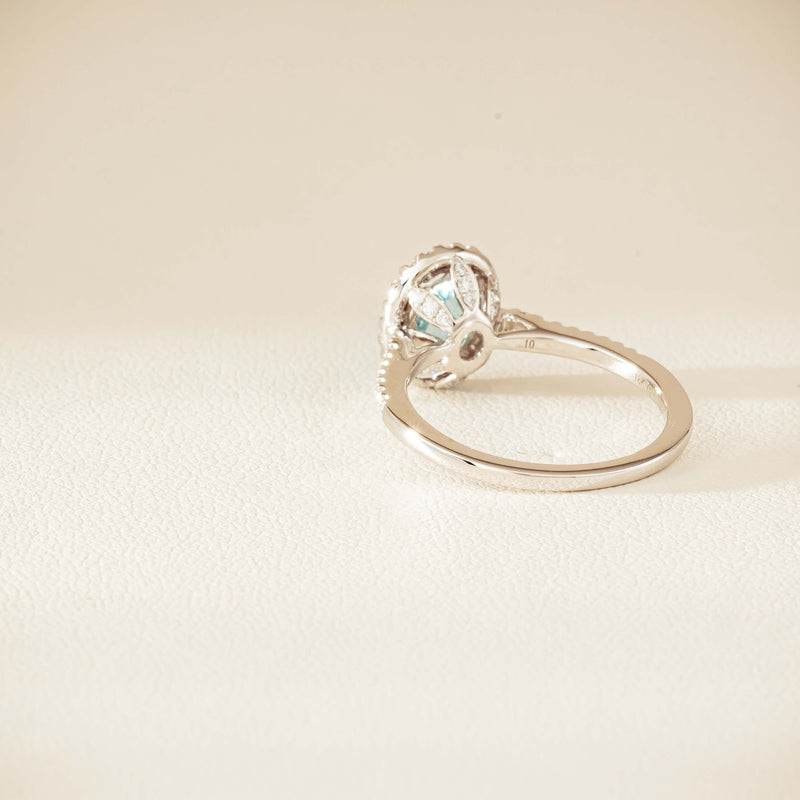 18ct White Gold 1.26ct Aquamarine & Diamond Sierra Ring - Ring - Walker & Hall