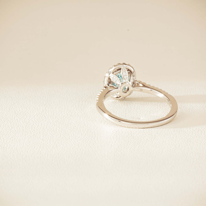 18ct White Gold 1.26ct Aquamarine & Diamond Sierra Ring - Ring - Walker & Hall