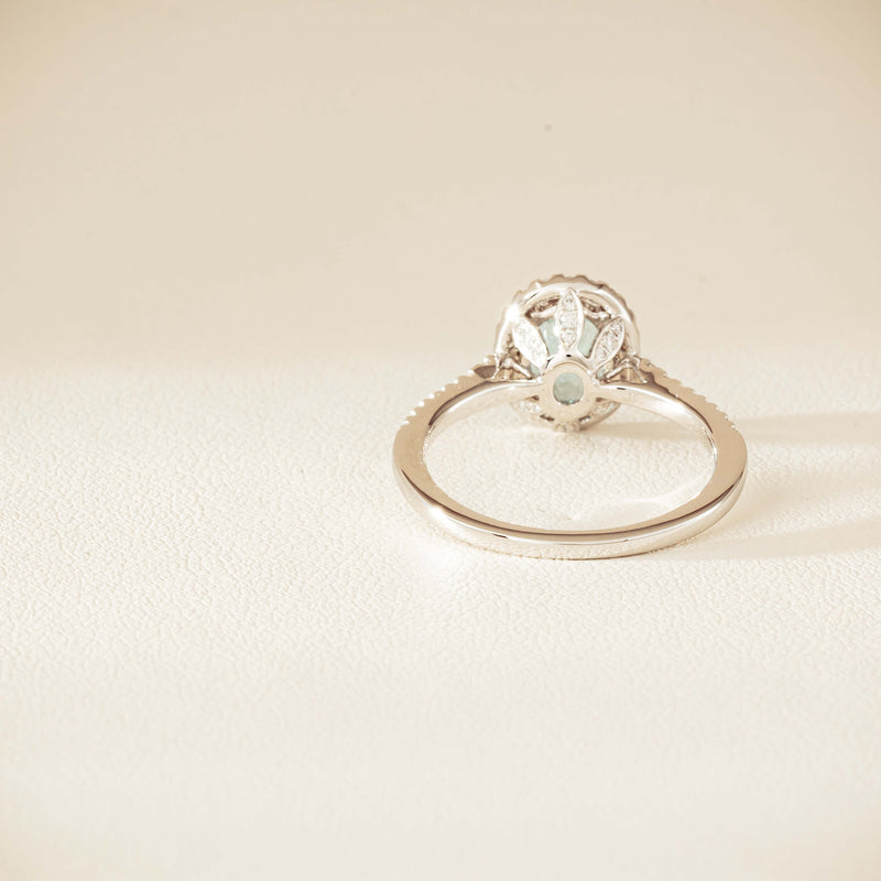 18ct White Gold 1.26ct Aquamarine & Diamond Sierra Ring - Ring - Walker & Hall