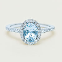 18ct White Gold 1.26ct Aquamarine & Diamond Sierra Ring - Ring - Walker & Hall