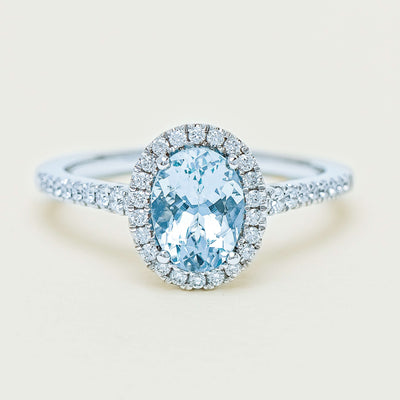 18ct White Gold 1.26ct Aquamarine & Diamond Sierra Ring - Ring - Walker & Hall