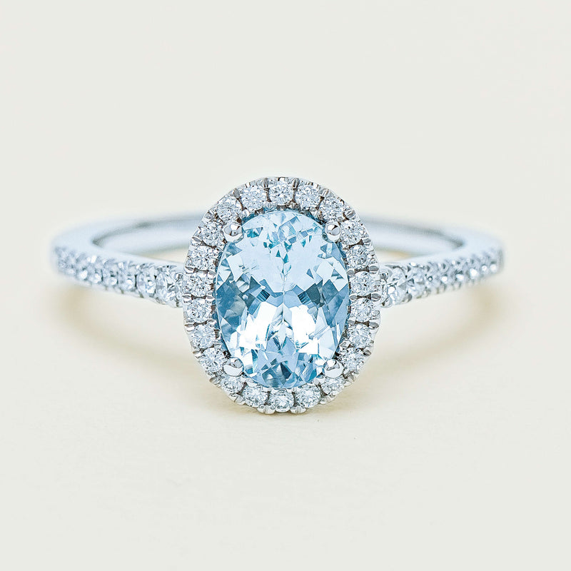 18ct White Gold 1.26ct Aquamarine & Diamond Sierra Ring - Ring - Walker & Hall